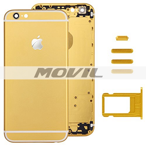 Golden Yellow Full Housing Back Cover with Card Tray & Volume Control Key & Power Button & Mute Switch Vibrator Key Replacement for Apple iPhone 6